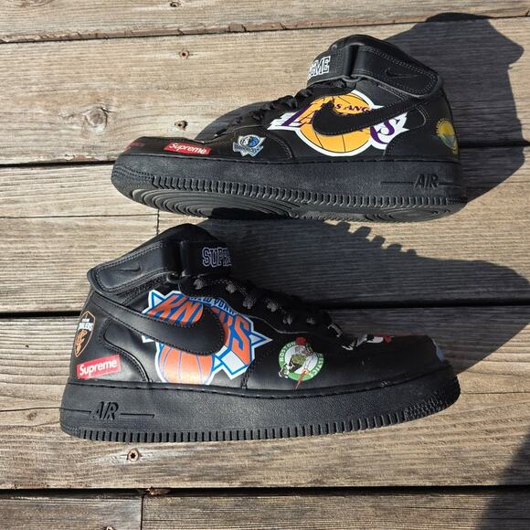 Nike Air Force 1 Mid "Supreme NBA Black" - Picture 2 of 7